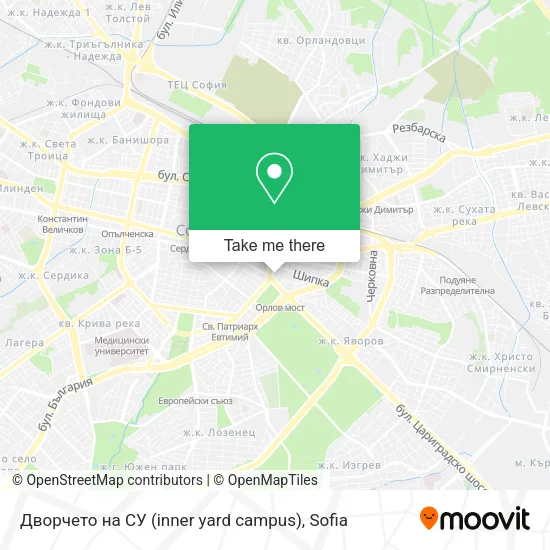 Карта Дворчето на СУ (inner yard campus)
