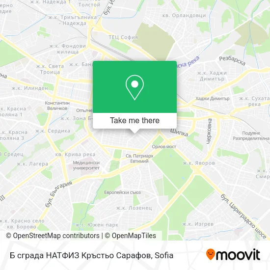 Карта Б сграда НАТФИЗ  Кръстьо Сарафов