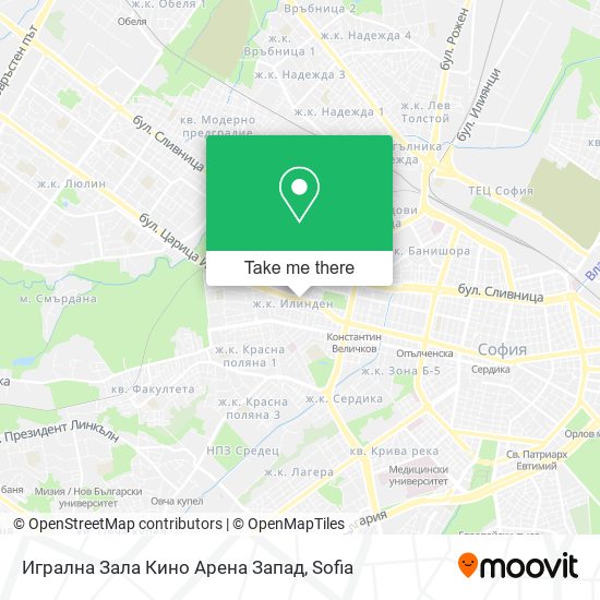 Игрална Зала Кино Арена Запад map