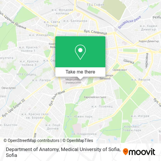 Карта Department of Anatomy, Medical University of Sofia