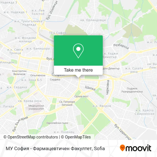 Карта МУ София - Фармацевтичен Факултет