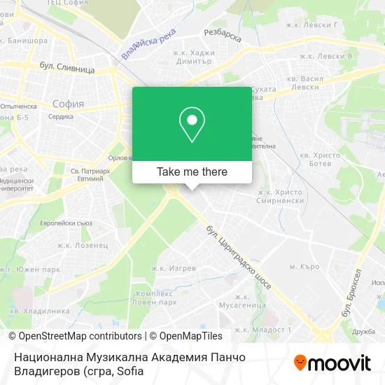 Карта Национална Музикална Академия  Панчо Владигеров