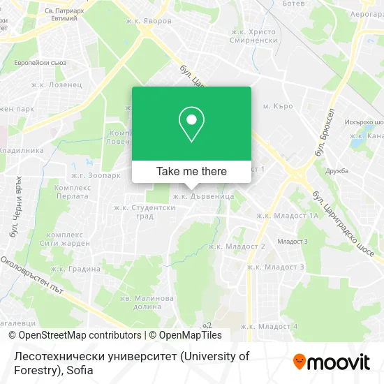 Карта Лесотехнически университет (University of Forestry)