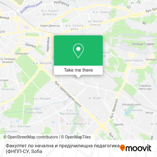 Карта Факултет по начална и предучилищна педагогика