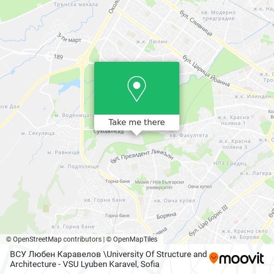 ВСУ  Любен Каравелов \University Of Structure and Architecture - VSU Lyuben Karavel map