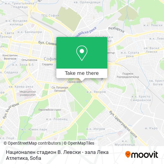 Национален стадион  В. Левски  - зала Лека Атлетика map