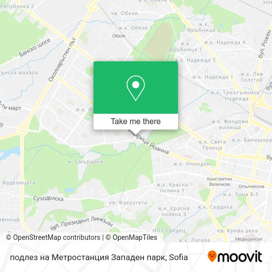 Карта подлез на Метростанция Западен парк