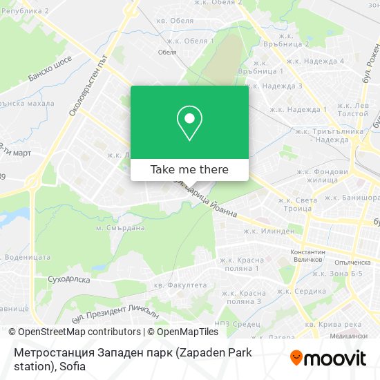 Метростанция Западен парк (Zapaden Park station) map