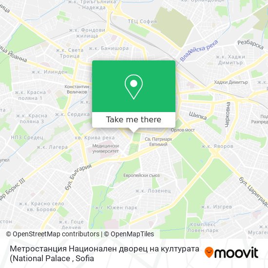 Карта Метростанция Национален дворец на културата