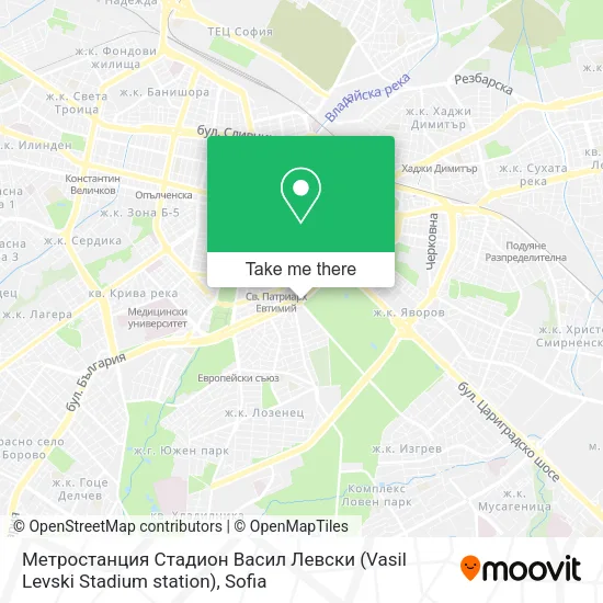 Карта Метростанция Стадион Васил Левски (Vasil Levski Stadium station)