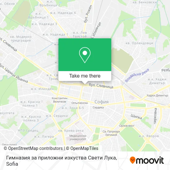 Карта Гимназия за приложни изкуства  Свети Лука