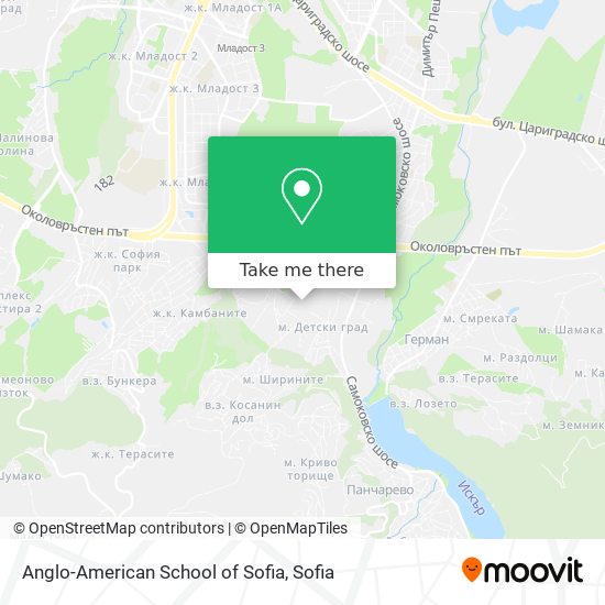 Anglo-American School of Sofia map