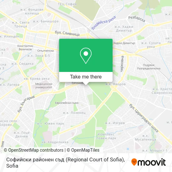 Карта Софийски районен съд (Regional Court of Sofia)