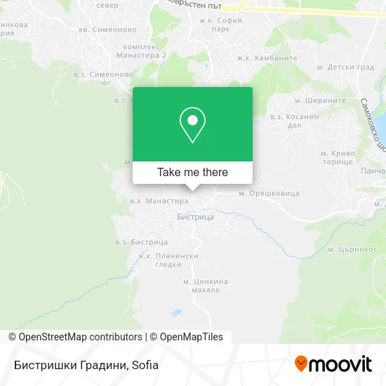 Карта Бистришки Градини