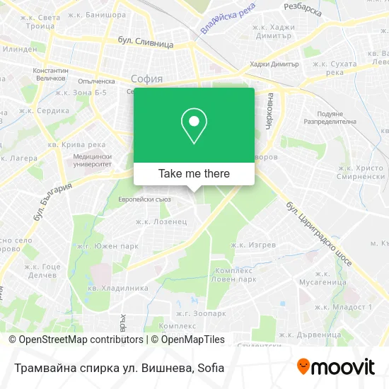 Карта Трамвайна спирка ул. Вишнева