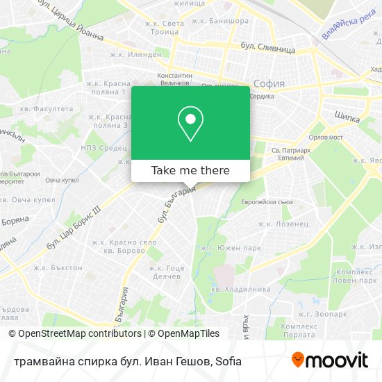 Карта трамвайна спирка бул. Иван Гешов