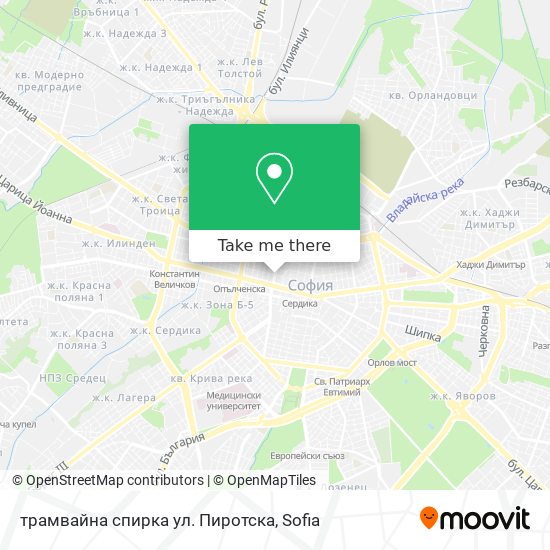 Карта трамвайна спирка ул. Пиротска