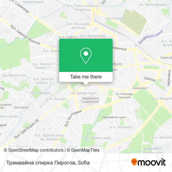 Карта Трамвайна спирка Пирогов