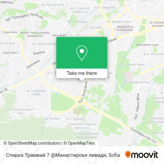 Карта Спирка Трамвай 7 @Манастирски ливади