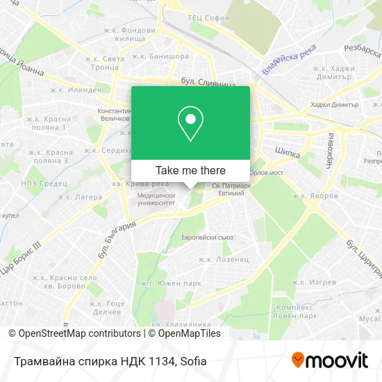 Карта Трамвайна спирка  НДК  1134
