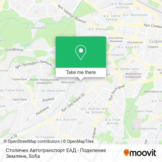 Карта Столичен Автотранспорт ЕАД - Поделение  Земляне