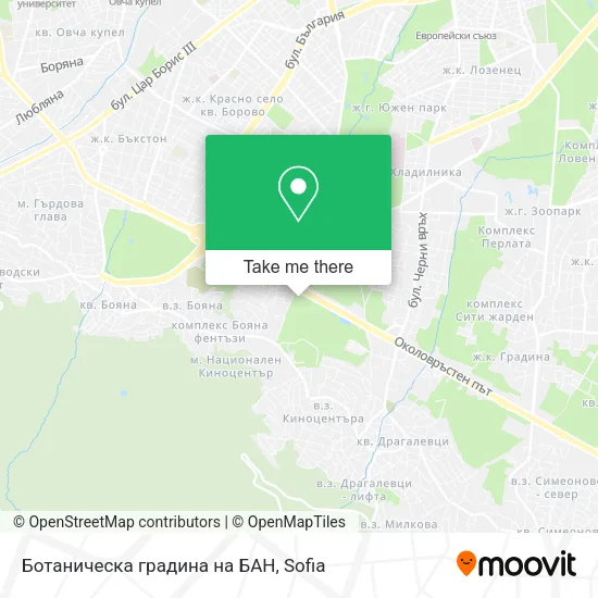 Карта Ботаническа градина на БАН