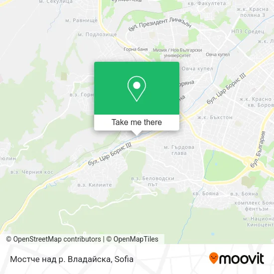 Карта Мостче над р. Владайска