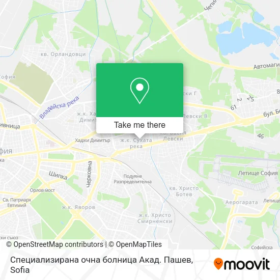 Карта Специализирана очна болница  Акад. Пашев