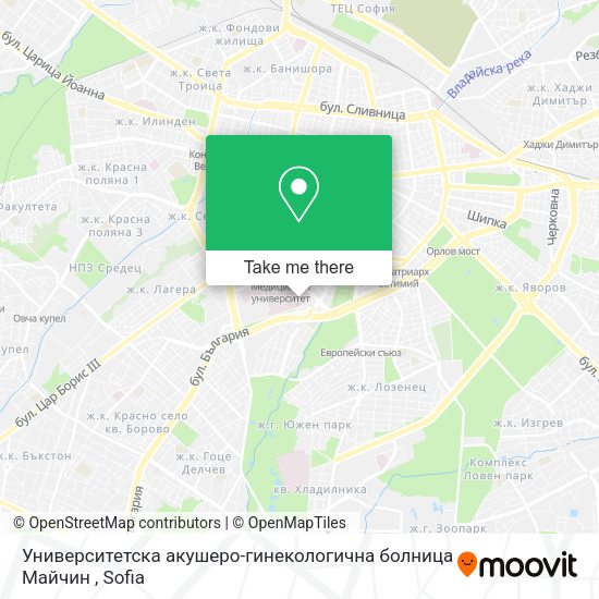 Карта Университетска акушеро-гинекологична болница Майчин