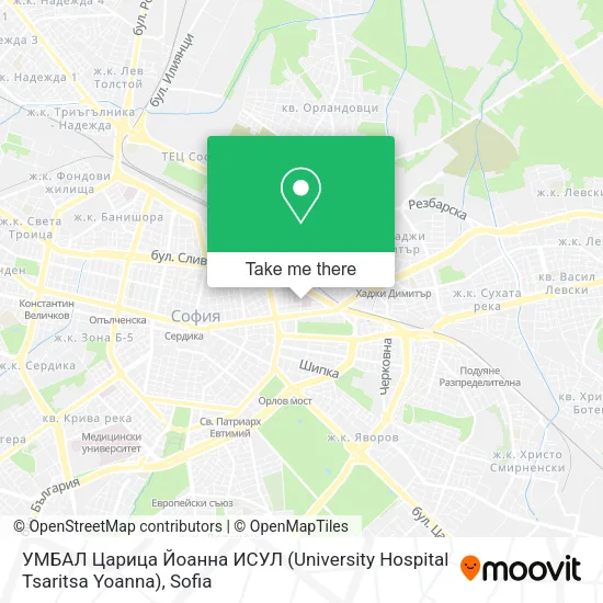Карта УМБАЛ Царица Йоанна ИСУЛ (University Hospital Tsaritsa Yoanna)
