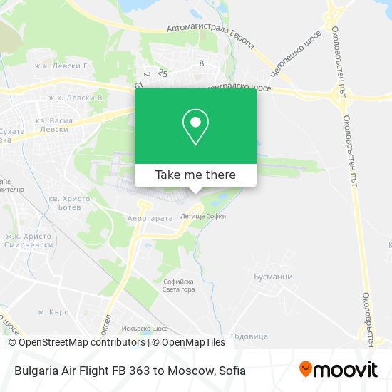 Bulgaria Air Flight FB 363 to Moscow map