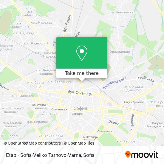 Etap - Sofia-Veliko Tarnovo-Varna map