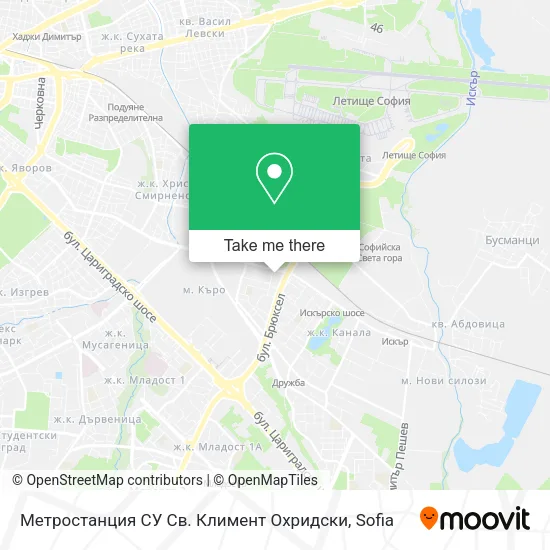 Карта Метростанция СУ  Св. Климент Охридски