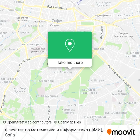 Карта Факултет по математика и информатика (ФМИ)