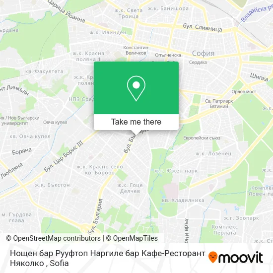 Карта Нощен бар Рууфтоп Наргиле бар Кафе-Ресторант  Няколко