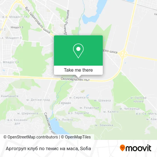 Карта Аргогруп клуб по тенис на маса