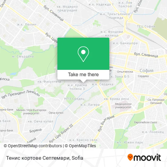 Карта Тенис кортове Септември