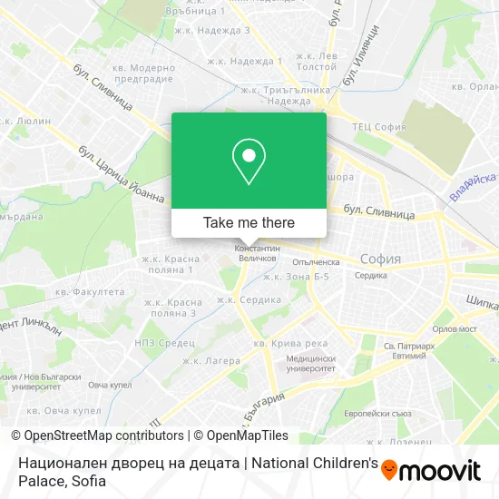 Карта Национален дворец на децата | National Children's Palace