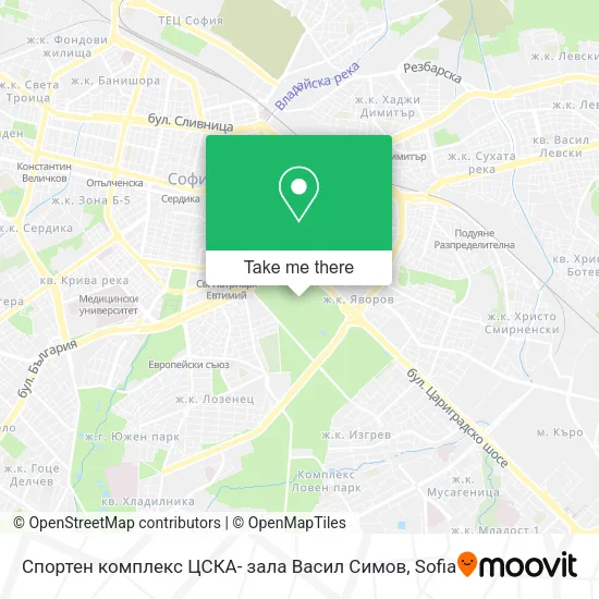 Карта Спортен комплекс ЦСКА- зала Васил Симов