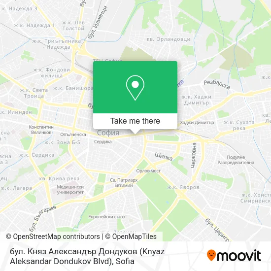 Карта бул. Княз Александър Дондуков (Knyaz Aleksandar Dondukov Blvd)