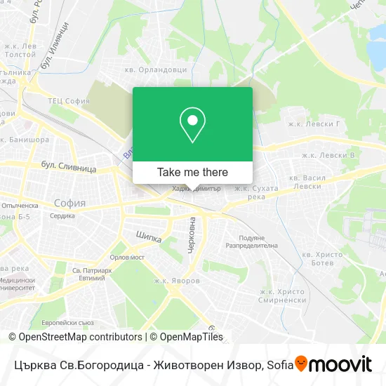 Карта Църква Св.Богородица - Животворен Извор