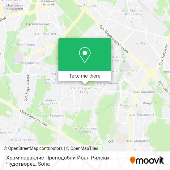Карта Храм-параклис Преподобни Йоан Рилски Чудотворец