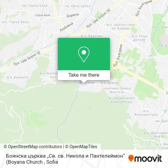Карта Боянска църква „Св. св. Никола и Пантелеймон“