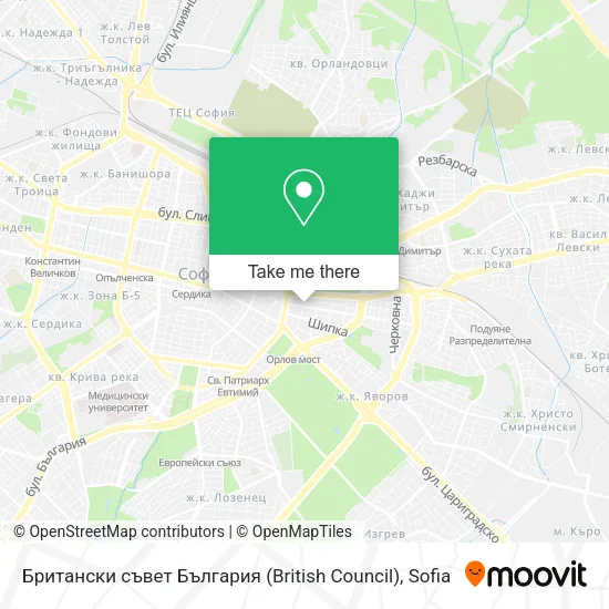 Карта Британски съвет България (British Council)