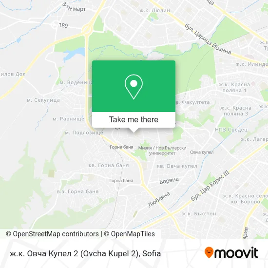 Карта ж.к. Овча Купел 2 (Ovcha Kupel 2)