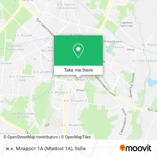 Карта ж.к. Младост 1А (Mladost 1A)