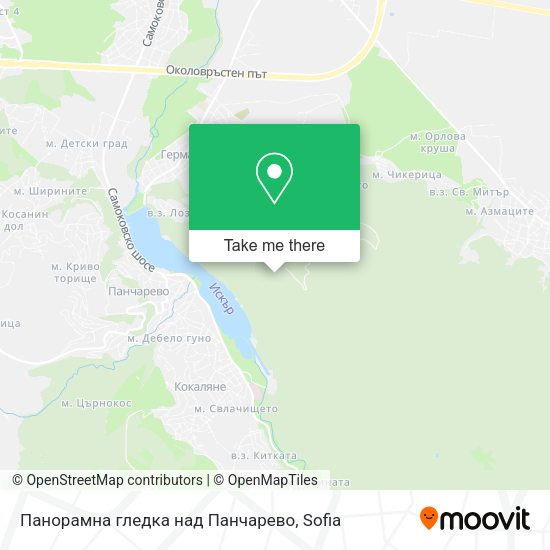 Карта Панорамна гледка над Панчарево