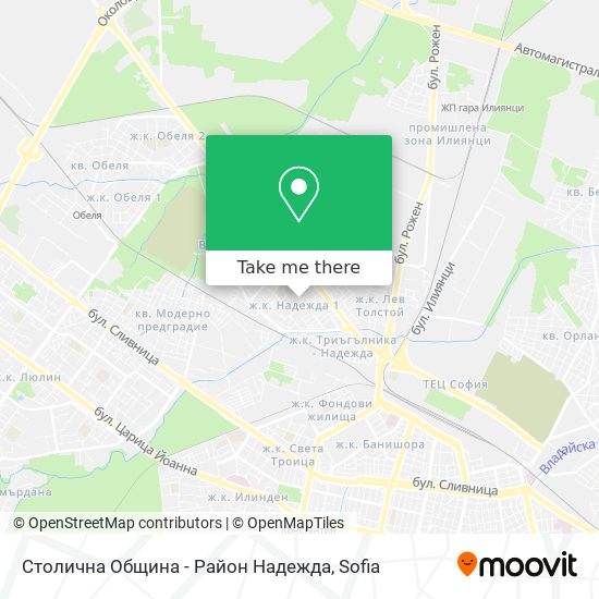 Карта Столична Община - Район Надежда