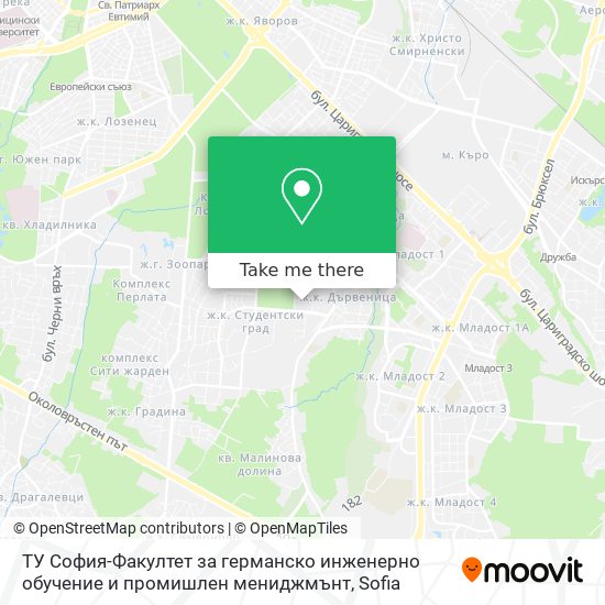 ТУ София-Факултет за германско инженерно обучение и промишлен мениджмънт map