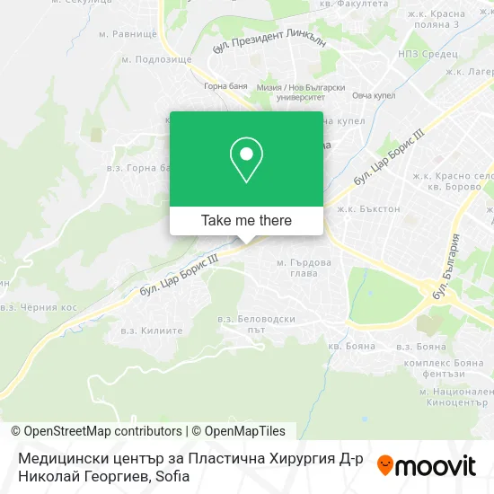 Карта Медицински център за Пластична Хирургия Д-р Николай Георгиев